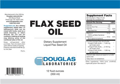 Photo of the Douglas Laboratories Flax Seed Oil label