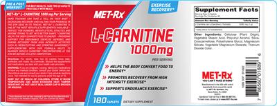 Photo of the MET-RX L-Carnitine 1000 mg label