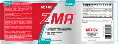 Photo of the MET-Rx ZMA label