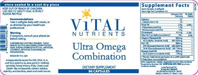 Photo of the Vital Nutrients Ultra Omega Combination label