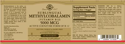 Sublingual Methylcobalamin (Vitamin B12) 5000 mcg
