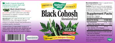 Photo of the Nature's Way Black Cohosh label