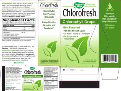 Photo of the Nature's Way Chlorofresh Mint Flavored label