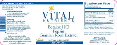 Betaine HCl Pepsin Gentian Root Extract