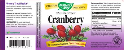 Photo of the Nature's Way Cranberry label