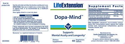 Photo of the Life Extension Dopa-Mind label