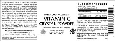 Photo of the VitaCeutical Labs Vitamin C Crystal Powder label