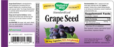 Photo of the Nature's Way Grape Seed label