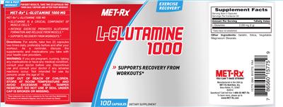 Photo of the MET-Rx L-Glutamine 1000 label