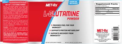 Photo of the MET-Rx L-Glutamine Powder label