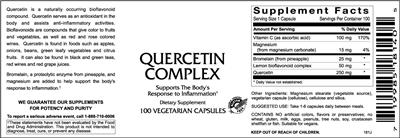 Photo of the VitaCeutical Labs Quercetin Complex label