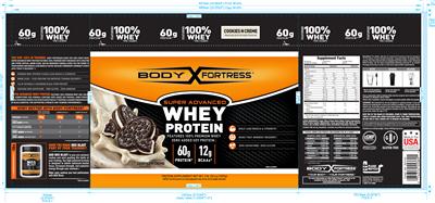 Photo of the Body Fortress Super Advanced Whey Protein Cookies N Creme label