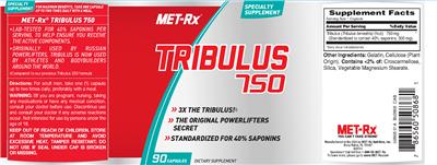 Photo of the MET-Rx Tribulus 750 label