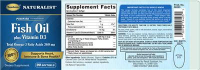 Photo of the Sundown Naturalist Fish Oil Plus Vitamin D3 label