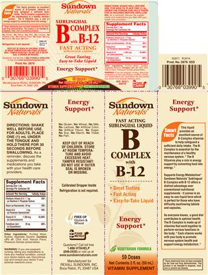 Photo of the Sundown Naturals Sublingual B Complex With B-12 label