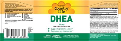 Photo of the Country Life DHEA 25 mg label