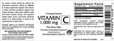 Photo of the VitaCeutical Labs Vitamin C 1,000 mg label
