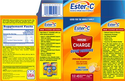 Photo of the NatureSmart Ester-C Immune Charge Quick Dissolve Orange Flavor label