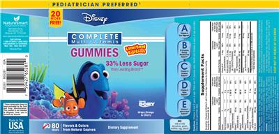 Photo of the NatureSmart Disney Nemo Complete Multi-Vitamin Gummies label