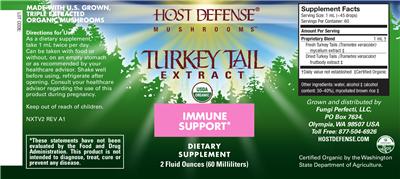 Photo of the Host Defense Mushrooms Turkey Tail Extract label