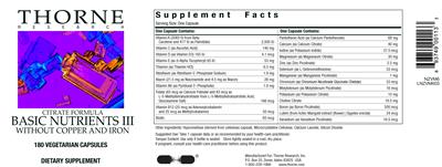 Citrate Formula Basic Nutrients III Without Copper And Iron