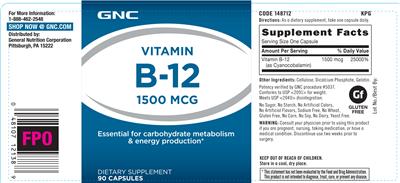 Photo of the GNC Vitamin B-12 1500 mcg label