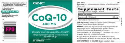 Photo of the GNC CoQ-10 400 mg label