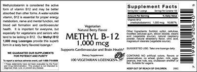 Photo of the VitaCeutical Labs Natural Berry Flavor Methyl B-12 1,000 mcg label