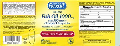 Photo of the Rexall Coated Fish Oil 1000 mg label