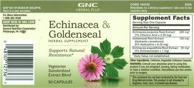 Photo of the GNC Herbal Plus Echinacea & Goldenseal label