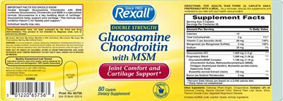 Photo of the Rexall Double Strength Glucosamine Chondroitin with MSM label