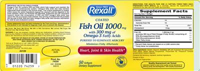 Photo of the Rexall Coated Fish Oil 1000 mg label