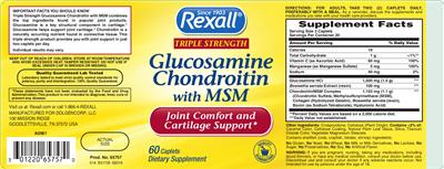Photo of the Rexall Triple Strength Glucosamine Chondroitin With MSM label