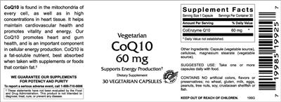 Photo of the VitaCeutical Labs CoQ10 60 mg label