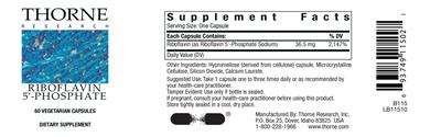 Photo of the Thorne Research Riboflavin 5'-Phosphate label
