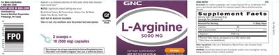 Photo of the GNC L-Arginine 5000 mg Orange label