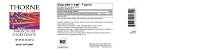 Product label for Magnesium Bisglycinate