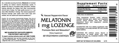 Photo of the VitaCeutical Labs Melatonin 1 mg Lozenge Natural Peppermint Flavor label