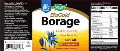 Photo of the Nature's Way EfaGold Borage Oil label