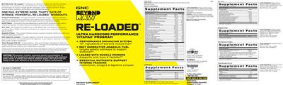 Photo of the GNC Beyond Raw Anabolic Primer label