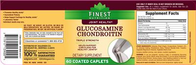 Photo of the Finest Nutrition Glucosamine Chondroitin label