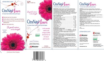 Photo of the Mission Pharmacal CitraNatal CitraNatal Assure DHA Gelatin Capsule label