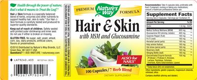 Photo of the Nature's Way Hair & Skin label