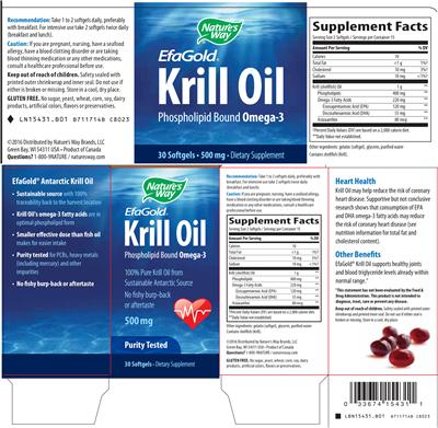 Photo of the Nature's Way EfaGold Krill Oil label