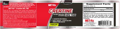 Photo of the MET-Rx Creatine HCL 750 Lemon Lime label