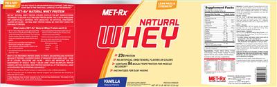 Photo of the MET-Rx Natural Whey Vanilla label