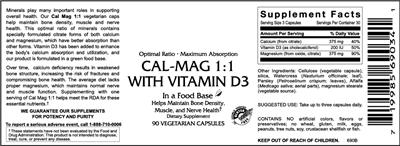 Cal-Mag 1:1 With Vitamin D3