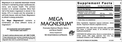 Photo of the VitaCeutical Labs Mega Magnesium label