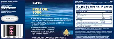 Photo of the GNC Fish Oil 1000 label