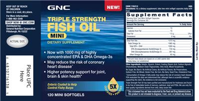Photo of the GNC Triple Strength Fish Oil Mini label